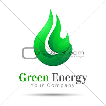 Flame Bright Green energy logo template. Vector business icon. Corporate branding identity design illustration for your company. Creative abstract concept.