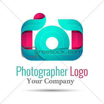 Photography studio, photographer, photo logo template. Vector business icon. Corporate branding identity design illustration for your company. Creative abstract concept.