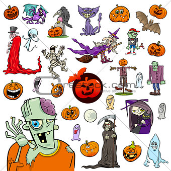 Halloween cartoon set