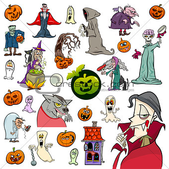 Halloween holiday cartoon set