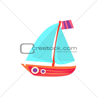 Sailing Toy Boat With Blue Sails