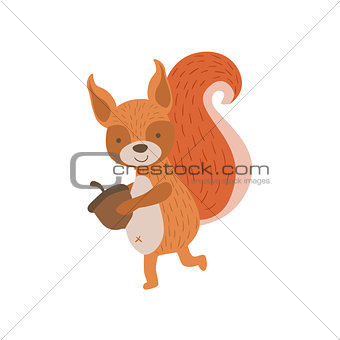Squirrel Running With Acorn