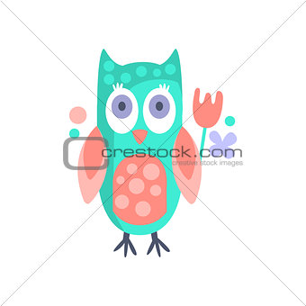 Owl With Party Attributes Girly Stylized Funky Sticker