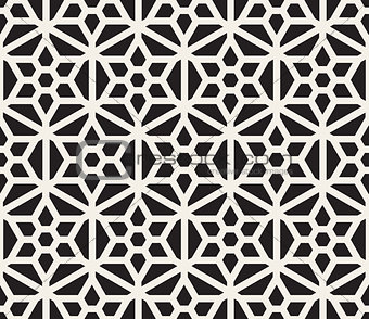 Vector Seamless Black And White Hexagonal Geometric Grid Pattern