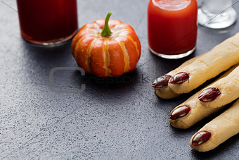 Cookies Witch's fingers, bloody cocktail Halloween