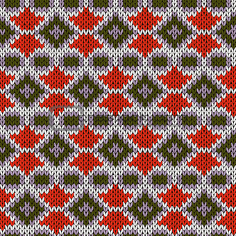 Ornate seamless knitting pattern in warm colors