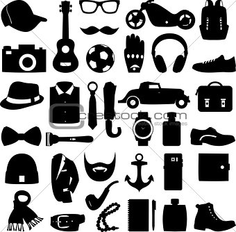 Vector illustration set of fashion accessories and men clothing style