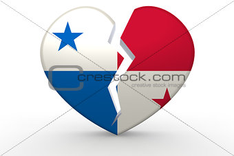 Broken white heart shape with Panama flag