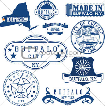 Buffalo, New York. Set of stamps and signs.