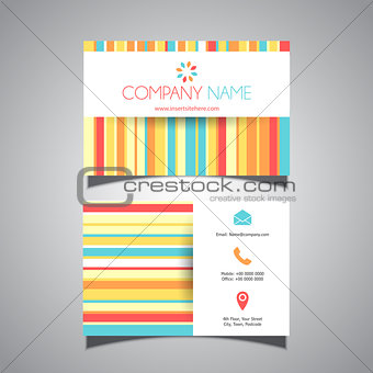 Striped colourful business card design 