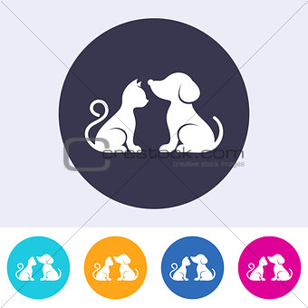 Vector dog and cat round buttons 