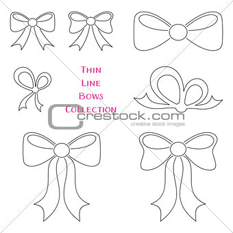 Vector thin line bows collection