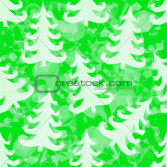 Green Pattern with Fir Trees