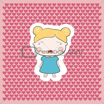 Cute Blonde Cartoon Cry Baby Girl
