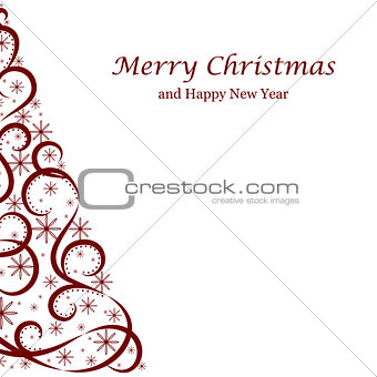 Absrtact Floral Christmas Tree Background,