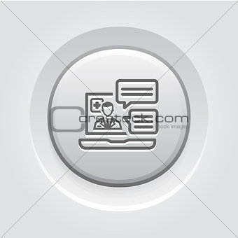 Online Medical Services Icon. Grey Button Design.
