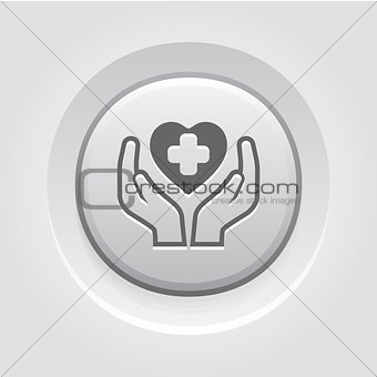 Health Care Center Icon. Grey Button Design.
