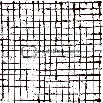 black splatter grunge line grid background over white