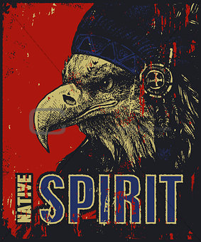 Native American poster, eagle in war bonnet