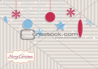 christmas illustration with stripes and snowflakes