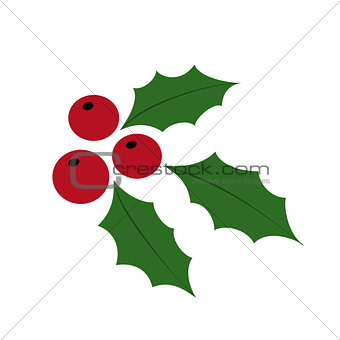 Christmas Red Holly Berries and Green Leaves