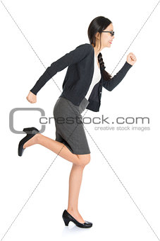 Fullbody young Asian people running