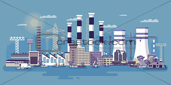 Industrial zone with factories