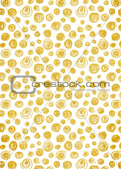 Gold foil decorative background with doodle swirl pattern.