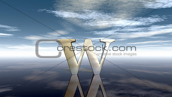 metal uppercase letter w under cloudy sky - 3d rendering