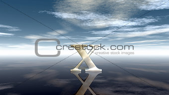 metal uppercase letter x under cloudy sky - 3d rendering