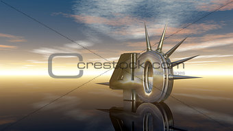number fourty with prickles under cloudy sky - 3d illustration