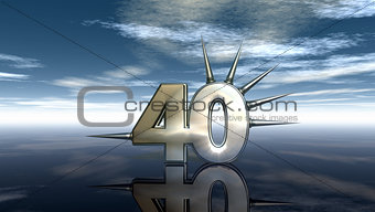 number forty with prickles under cloudy sky - 3d illustration
