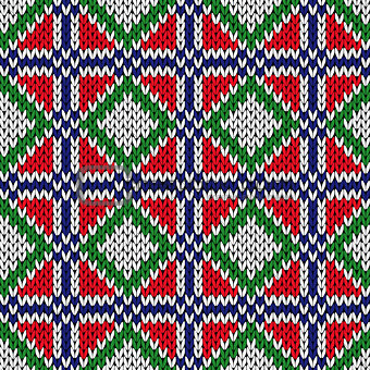 Seamless knitting geometrical color pattern