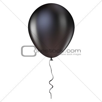 Black helium balloon with ribbon. 3D