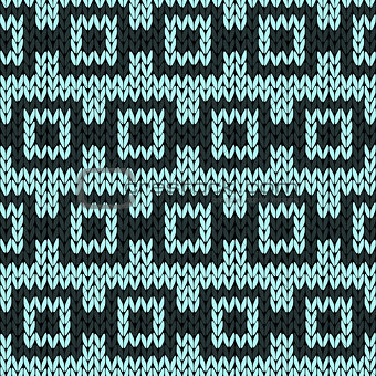 Knitting geometrical seamless pattern in blue hues