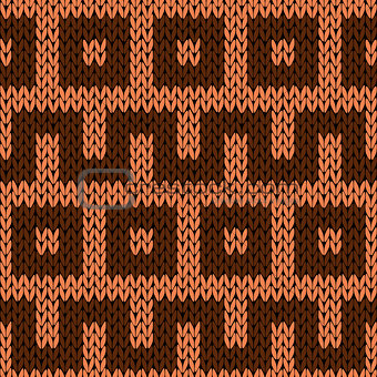 Knitting geometrical seamless pattern in brown hues