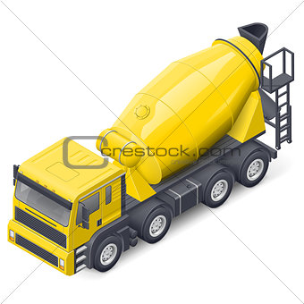 Concrete mixer truck isometric detailed icon