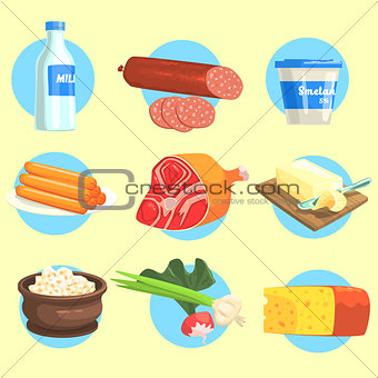 Set Of Farm Product Colorful Stickers