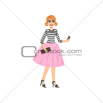 Girl In Pink Tutu And Stripy Top