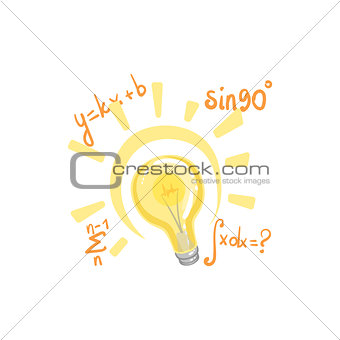 Idea Bulb Surrounded By Mathematical Formulas