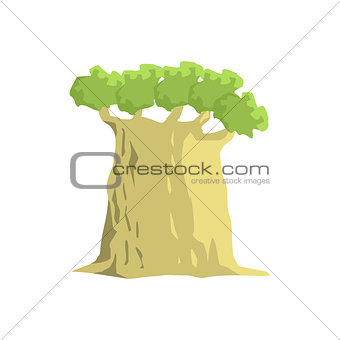 Wide Old Baobab Tree Jungle Landscape Element