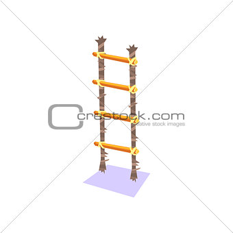 Handmade Ladder Standing Vertically Jungle Village Landscape Element
