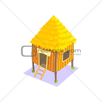 Little Elevated Wooden Hut Jungle Village Landscape Element