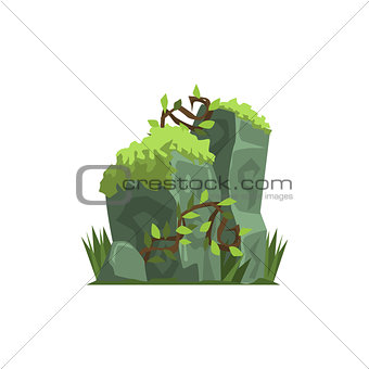 Old Stones Covered In Moss Jungle Landscape Element