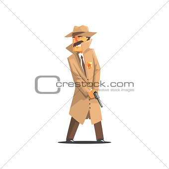 Police Detective In A Long Coat And Hat