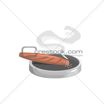 Smoking Cigar With Ashtray