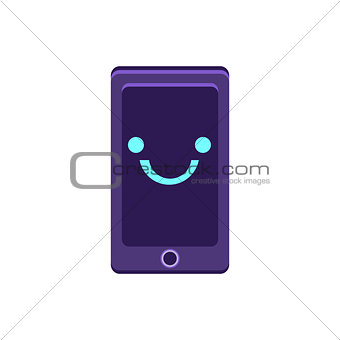 Smartphone Primitive Icon With Smiley Face