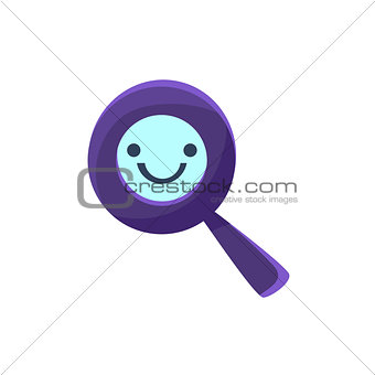 Magnifying Glass Primitive Icon With Smiley Face
