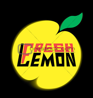 logo fresh lemon with leave on a black background