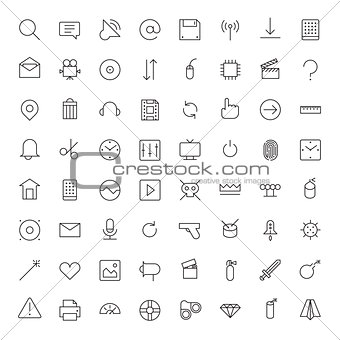 Thin Line Icons For Interface